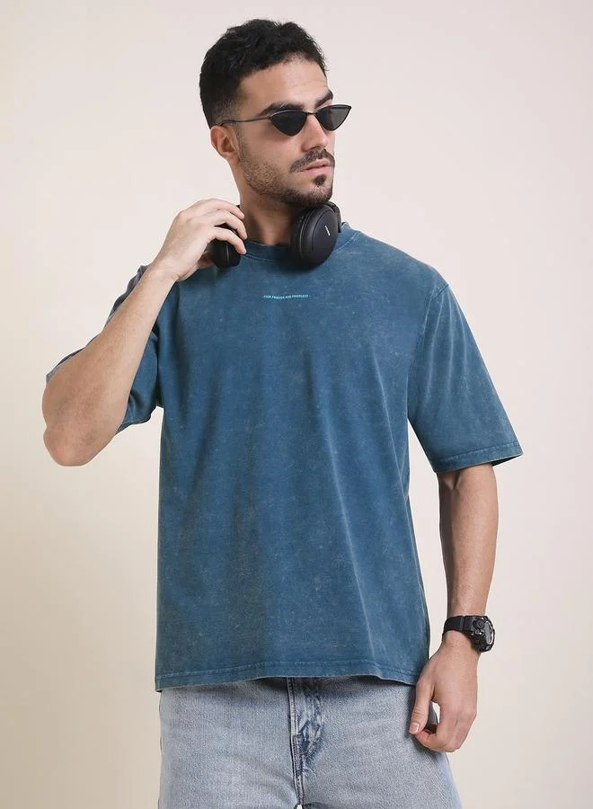 Difference of Opinion Men Oversized Acid Wash Printed T-Shirt